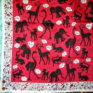 Vintage Betsey Johnson Zoo Lovers Cat Corset Lips Rose Etc. Tattoo Dress Scarf